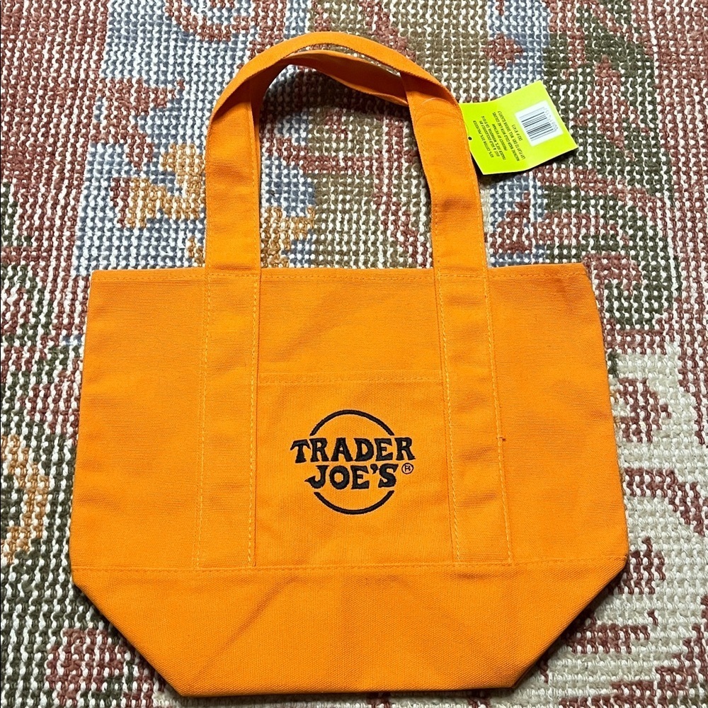 NWT Trader Joe’s Limited Edition Trick or Treat Orange Mini Canvas Tote Bag - Picture 6 of 7